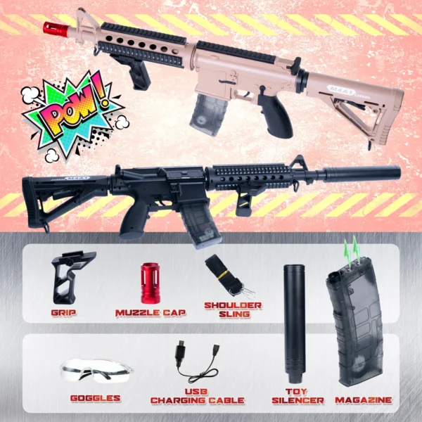 M4A1-Style Rechargeable Gel Ball Blaster Toy Set