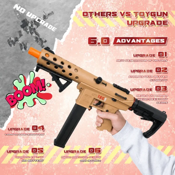 TEC9 Style Electric Gel Ball Blaster Toy with 3 Shooting Modes