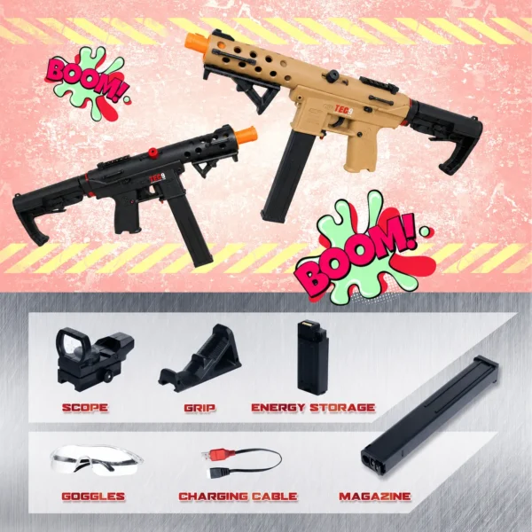 TEC9 Style Electric Gel Ball Blaster Toy with 3 Shooting Modes
